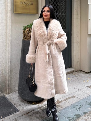 Rabiossa Kadın Uzun Kürk Kaban Ithal