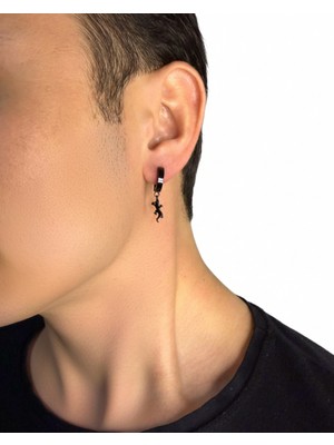 Winy Concept Sıkıştırmalı Kertenkele Figürlü Erkek Çelik Küpe - 13 mm