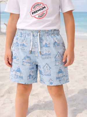 Casabony Erkek Çocuk Baskılı Deniz Şort Mayo Astarlı