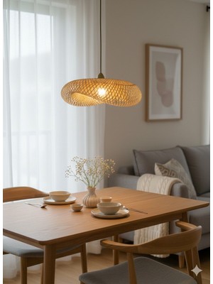 Panalı Dekoratif Doğal Rattan Sarkıt Avize M