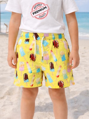 Casabony Erkek Çocuk Baskılı Deniz Şort Mayo Astarlı