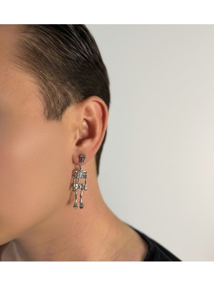 Winy Concept Sallantılı İskelet Figürlü Erkek Çelik Küpe