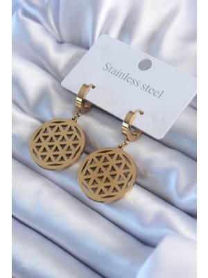 Senson 316L Çelik Gold Renk Lotus Model Kadın Küpe - Lisinya