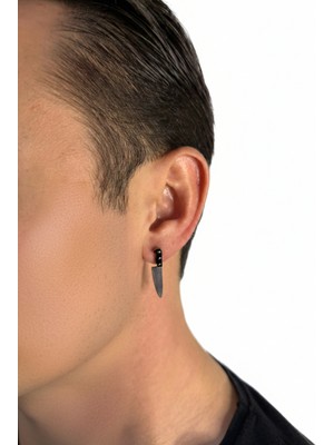 Winy Concept Bıçak Figürlü Yatay Tasarım Erkek Çelik Küpe