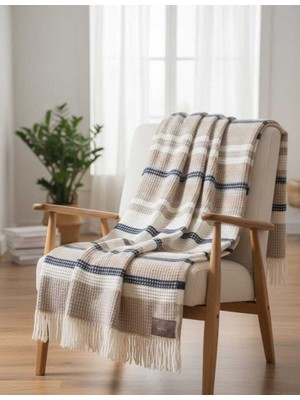 Dinarsu Livoras Home Cozy Life Pamuklu Püsküllü Skoç Tv Battaniyesi 130 x 170