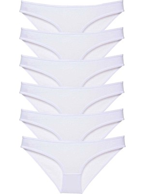 Çamaşır Kenti 6 Adet Süper Eko Set Likralı Kadın Slip Külot Beyaz