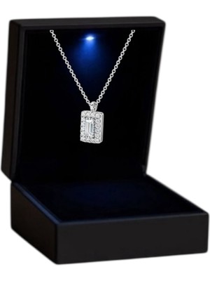 ANKAMUCEVHERAT Işıklı Kutuda 925 Ayar Gümüş Baget Kolye Kadın