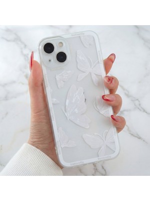 Fibaks Apple iPhone 15 Plus Kılıf Şeffaf Kelebek Tasarımlı Desenli Kamera Korumalı Yumuşak Silikon Kapak