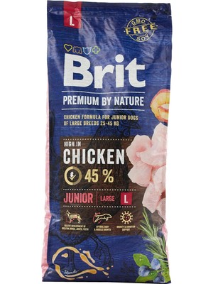 Hype Store Brit Premium By Nature Junior Large, Büyük Irk - Genç Köpekler Için, Tavuk Etli Kuru Mama, 15 kg