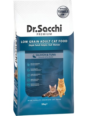 Hype Store Dr.sacchi Düşük Tahıllı Somonlu ve Ton Balıklı Yetişkin Kedi Maması 10 kg