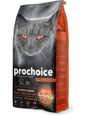 Hype Store Prochoice Pro 33, Kısırlaştırılmış Kediler Için, Hipoalerjenik, Somon Balıklı ve Karidesli Kuru Mama