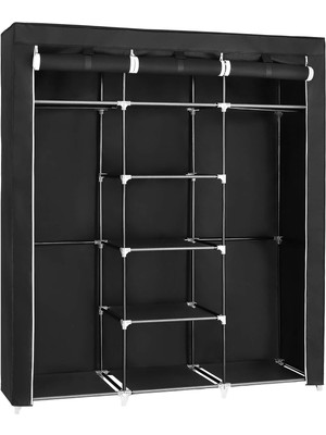 Hype Store Katlanır Kumaş Elbise Dolabı, 175X150X45 Cm, Siyah RYG12B