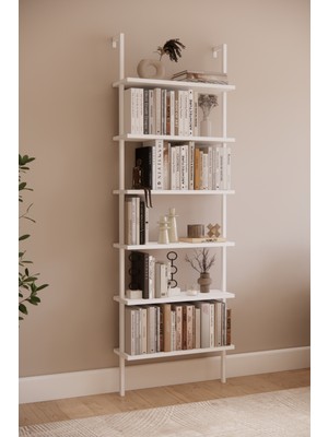 Phobia Dekor Phobia Dekoratif Tasarım 6 Katlı Duvara Monte Kitaplık, Ev Rafı