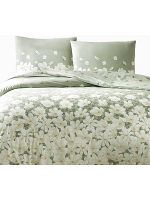 Hype Store April Çiçek DESENLI%100 Pamuk Nevresim Takımı, Yeşil, Çift Kişilik