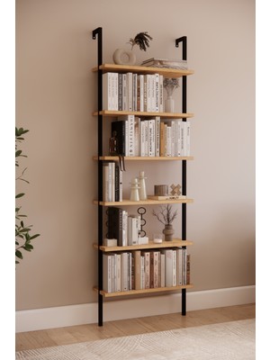 Phobia Dekor Phobia Dekoratif Tasarım 6 Katlı Duvara Monte Kitaplık, Ev Rafı