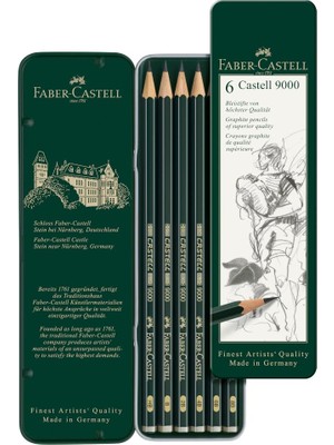 Hype Store Faber-Castell Graphite Aquarelle Kurşun Kalem Seti, 5’li, Metal Kutu, Hb-2b-4b-6b-8b, Siyah Naturel,