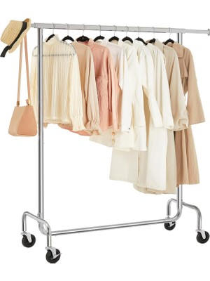 Hype Store Elbise Askısı, Tekerlekli Elbise Askıları, Metalden Yapılmış Portmanto, 130 Kg'a Kadar Yüklenebilir,