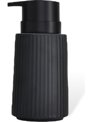 Hype Store New Premium Serisi 300 ml Sıvı Sabunluk Çizgili Seramik Sıvı Sabunluk Dispencer Siyah