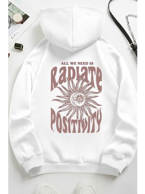 Bellanova Unisex 3 Iplik Kapüşonlu Kanguru Cepli Güneş Ay Baskılı Oversize Street Sweatshirt