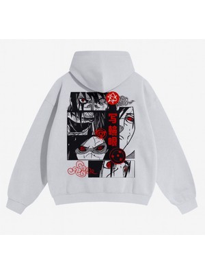 Bellanova Unisex Oversize Kapüşonlu Kırmızı Grafik Baskılı Streetwear Desenli Retro Sweatshirt
