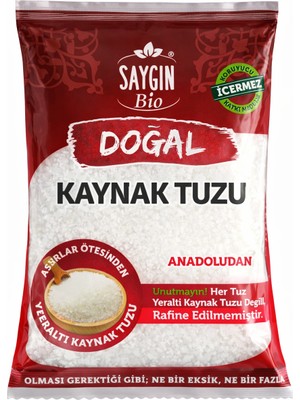 Saygın Tuz Rafine Edilmemiş Doğal Kristal Kaynak Tuzu - Sofra Tuzu / Öğütülmüş / İnce Taneli / Paketli 500 gr