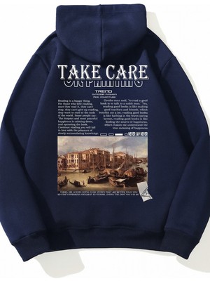 Bellanova “take Care Baskılı Kapüşonlu Sweatshirt Unisex Oversize Günlük Sıcak Tutan Sokak Stili”