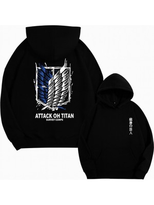 Bellanova “3 Iplik Kanguru Cepli Kapüşonlu, Arkası Kanat Desenli Anime Tarzı Baskılı Sweatshirt”