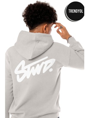 Bellanova Unisex Oversize 3 Iplik Kapüşonlu Sweatshirt Swnd Yazı Baskılı Rahat Günlük Tarz Hoodie