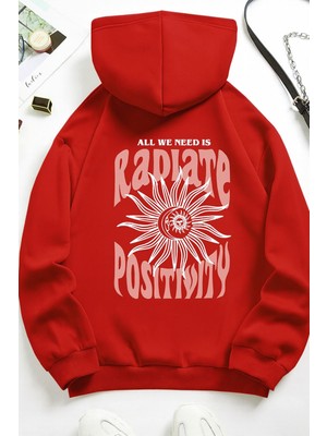 Bellanova Unisex 3 Iplik Kapüşonlu Kanguru Cepli Güneş Ay Baskılı Oversize Street Sweatshirt