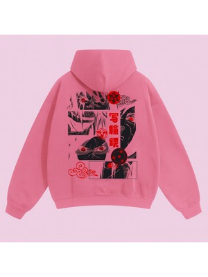 Bellanova Unisex Oversize Kapüşonlu Kırmızı Grafik Baskılı Streetwear Desenli Retro Sweatshirt