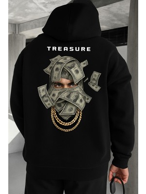 Bellanova “3 Iplik Kumaş Kapüşonlu Kanguru Cepli, Para Şeklinde Maske Baskılı Oversize Sweatshirt”