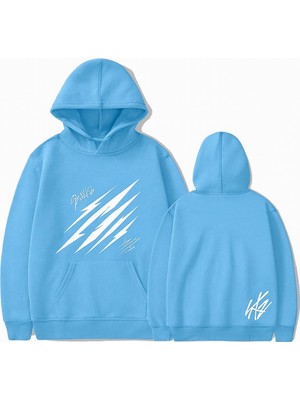 Bellanova 3 Iplik Kapüşonlu, Kanguru Cepli, Ön ve Arka Pençe Çizik Baskılı Oversize Sweatshirt