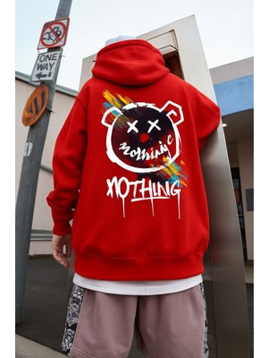 Bellanova Erkek Kapüşonlu Sweatshirt – Renkli Graffiti Ayı Baskılı Oversize Hoodie