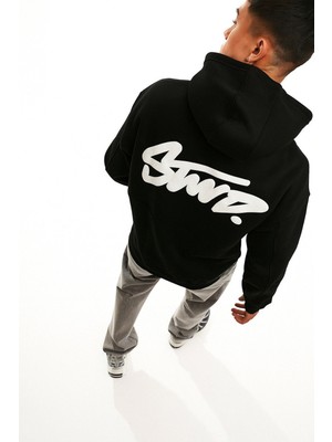 Bellanova Unisex 3 Iplik Oversize Swnd Yazı Baskılı Kapüşonlu Kanguru Cepli Streetwear Hoodie Sweat