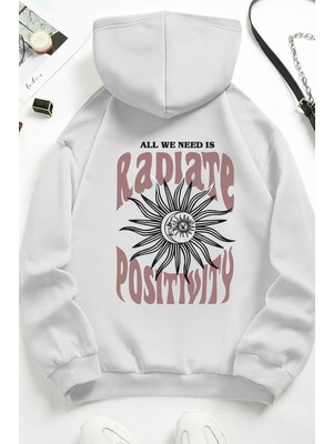 Bellanova Unisex 3 Iplik Kapüşonlu Kanguru Cepli Güneş Ay Baskılı Oversize Street Sweatshirt