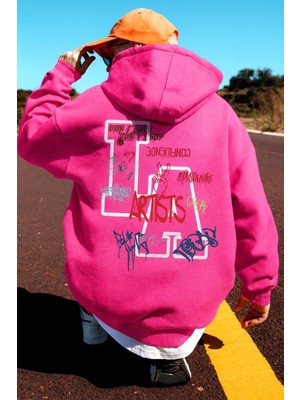 Bellanova “erkek Siyah Kapüşonlu Sweat – Renkli Graffiti ‘artists’ Baskılı Oversize Hoodie”