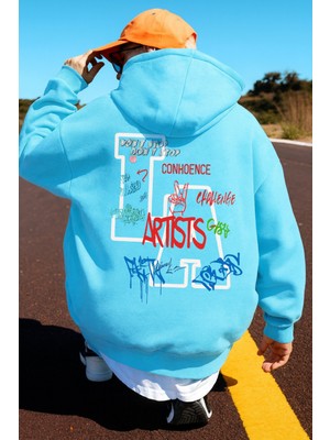 Bellanova “erkek Siyah Kapüşonlu Sweat – Renkli Graffiti ‘artists’ Baskılı Oversize Hoodie”