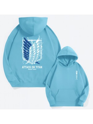 Bellanova “3 Iplik Kanguru Cepli Kapüşonlu, Arkası Kanat Desenli Anime Tarzı Baskılı Sweatshirt”