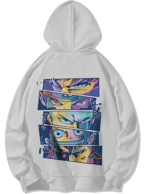 Bellanova Unisex Oversize Kapüşonlu Anime Göz Panelli Streetwear Grafik Baskı Sweatshirt