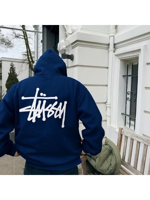 Bellanova Unisex Oversize 3 Iplik Kalın Kumaş Kapüşonlu Arka Yazı Baskılı Kanguru Cepli Sweatshirt