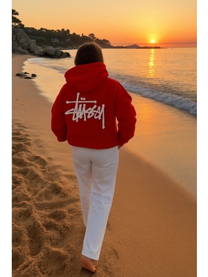 Bellanova Unisex Oversize 3 Iplik Kalın Kumaş Kapüşonlu Arka Yazı Baskılı Streetwear Sweat Hoodie