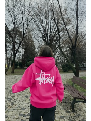 Bellanova Unisex 3 Iplik Kalın Kumaş Oversize Kapüşonlu Arka Yazı Baskılı Kanguru Cepli Street Sweat