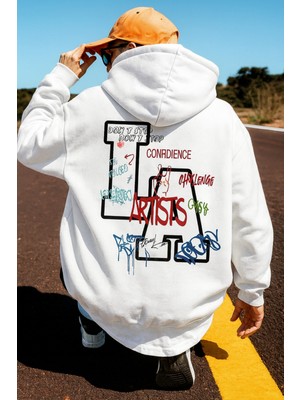 Bellanova “erkek Siyah Kapüşonlu Sweat – Renkli Graffiti ‘artists’ Baskılı Oversize Hoodie”