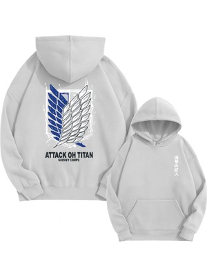 Bellanova “3 Iplik Kanguru Cepli Kapüşonlu, Arkası Kanat Desenli Anime Tarzı Baskılı Sweatshirt”