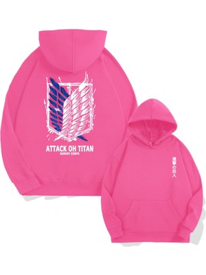 Bellanova “3 Iplik Kanguru Cepli Kapüşonlu, Arkası Kanat Desenli Anime Tarzı Baskılı Sweatshirt”