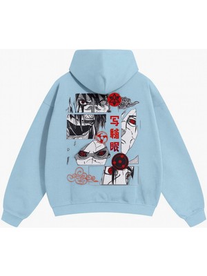 Bellanova Unisex Oversize Kapüşonlu Kırmızı Grafik Baskılı Streetwear Desenli Retro Sweatshirt