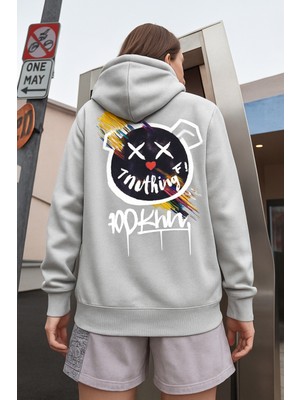Bellanova Erkek Kapüşonlu Sweatshirt – Renkli Graffiti Ayı Baskılı Oversize Hoodie