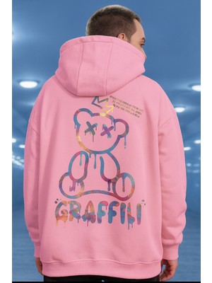 Bellanova “erkek Oversize Kapüşonlu Renkli Grafiti Ayı Baskılı Hoodie”