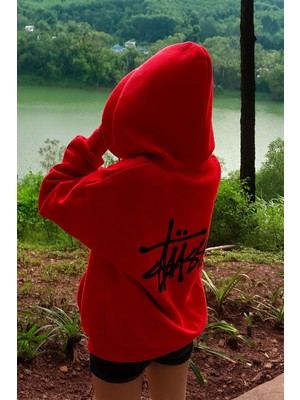 Bellanova Unisex 3 Iplik Kalın Kumaş Kapüşonlu Kanguru Cepli Arka Baskılı Oversize Rahat Günlük Hoodie