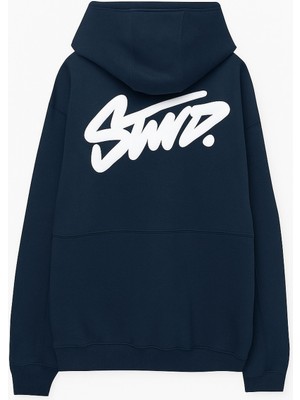 Bellanova Unisex 3 Iplik Oversize Kapüşonlu Kanguru Cepli Swnd Yazılı Sırt Baskılı Sweatshirt